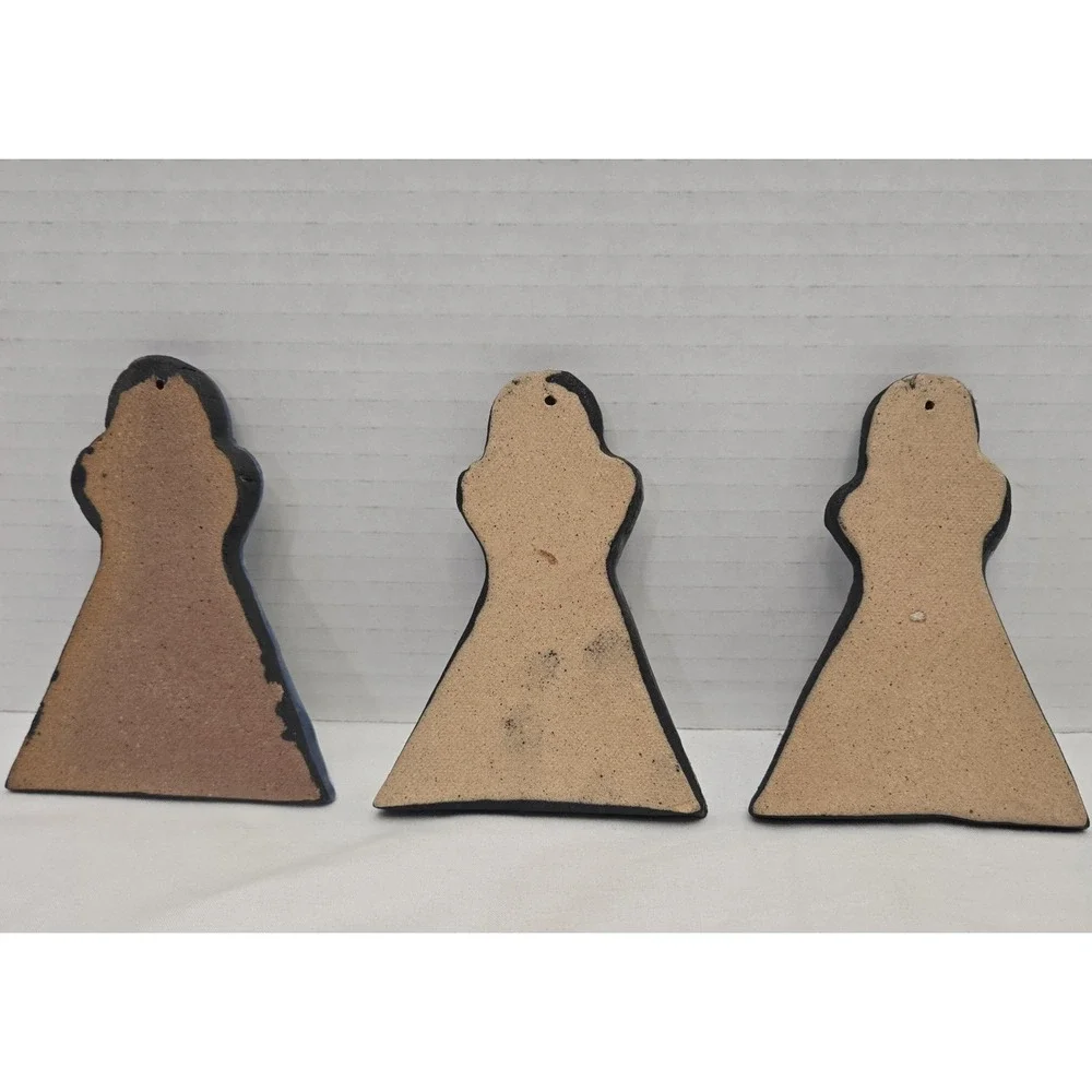 Vintage Blue & White Ceramic Wall Plaques - Set of 3 Folk Art Girl Ornaments 4